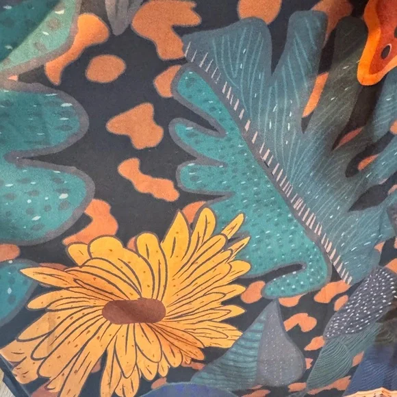 BloomChic Floral Long Sleeve Dress - Orange and Blue - Picture 3 of 3